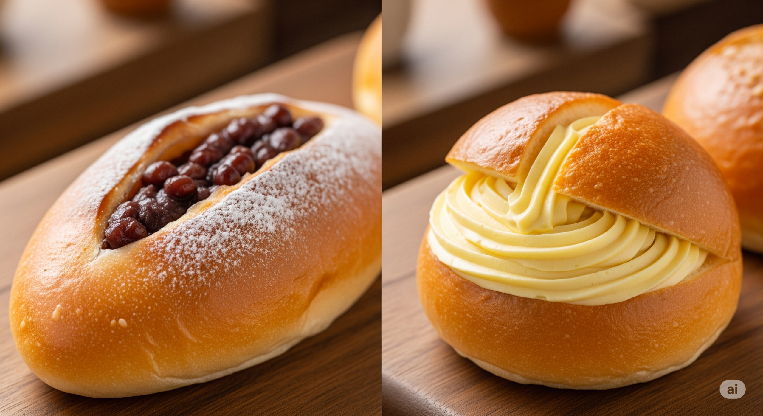 Do snack breads like red bean bread or cream bread contain about the same amount of carbohydrates as half a bowl of rice?